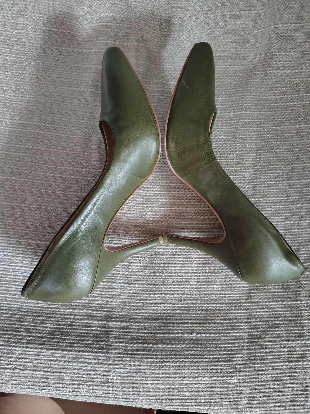 Jessica Simpson Olive Green Leather Pointed Toe Pumps Wide 7.5W - Picture 7 of 14
